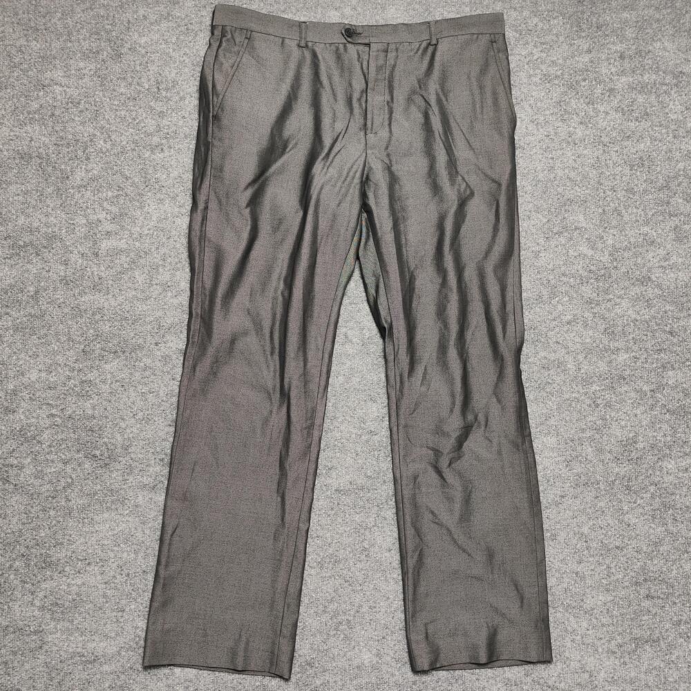 Blackberrys Pants Mens 38x30 Gray Dress Slacks Flat Front Straight Leg Office